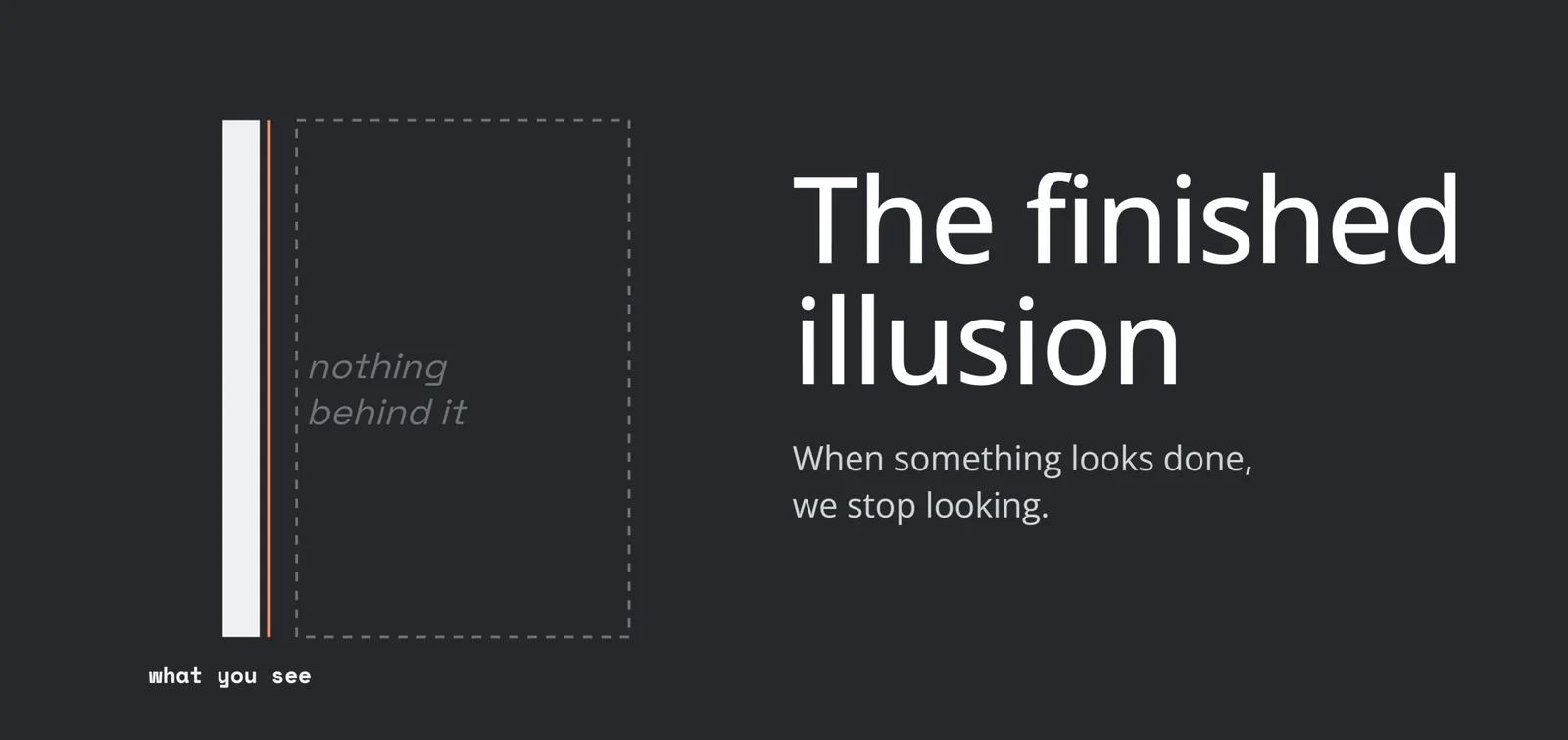 The finished illusion: a wall that is only a front panel